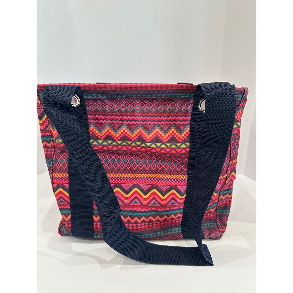 Thirty-One Small Utility Tote Sierra Stripe Pink Geometric Tribal Organizer Bag
